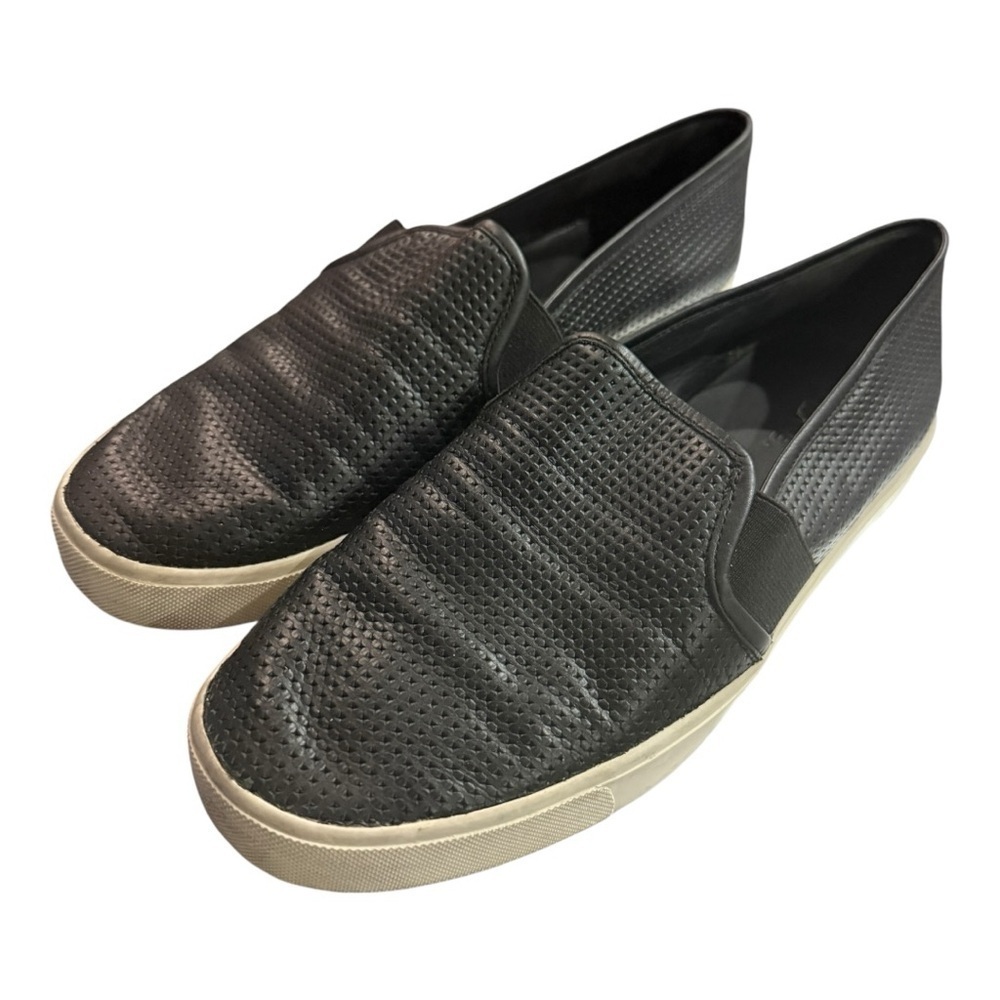 Vince Blair Slip-On Sneakers Black Perforated Size 8 Imported Italian Leather